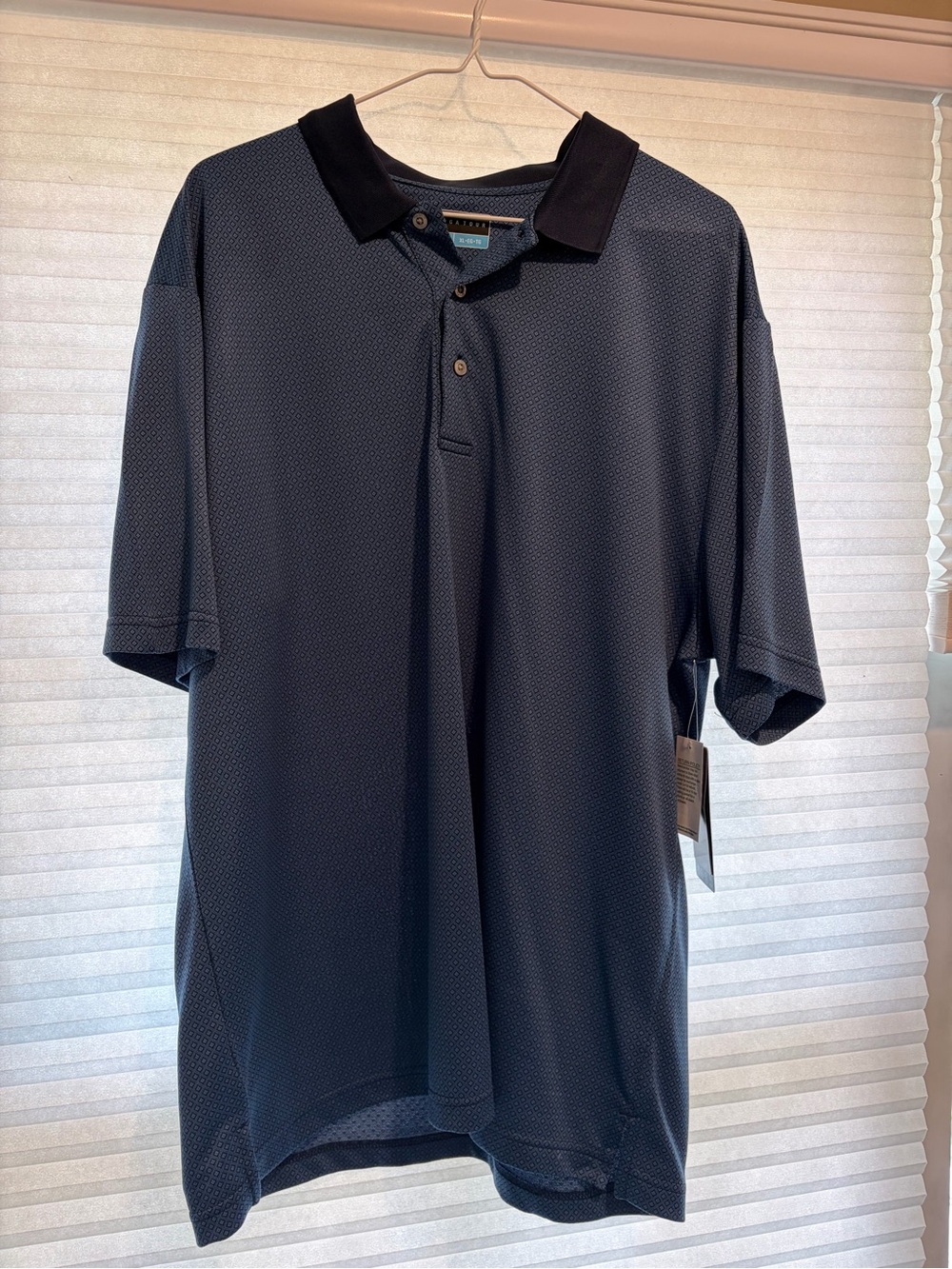 PGA Tour Navy Polo with Black Contrast Collar